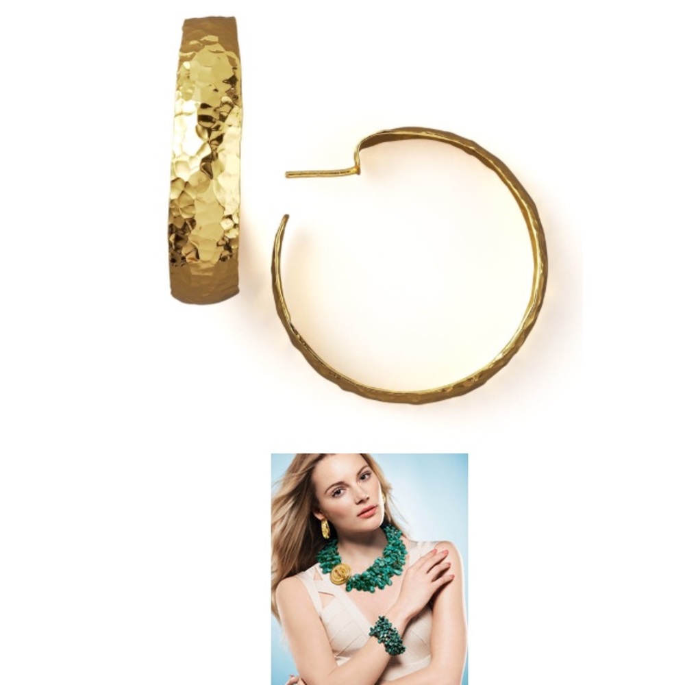 Nest Gold Hammered Hoop Earrings